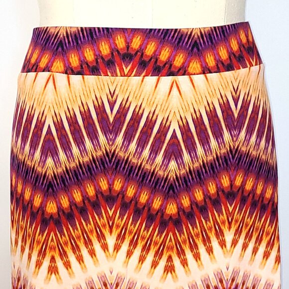 A.N.A. A New Approach Orange Peach Purple Tie-Dye Stretch Knit Maxi Skirt sz 2X - Picture 2 of 6
